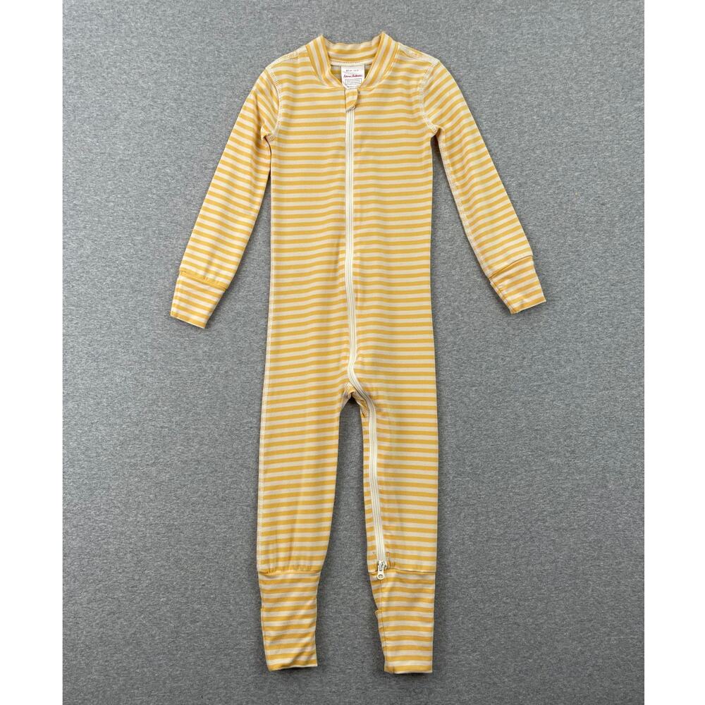 Hanna Andersson 2T Stretch Sleeper Yellow Stripe Zip-Up Baby Toddler Pajamas